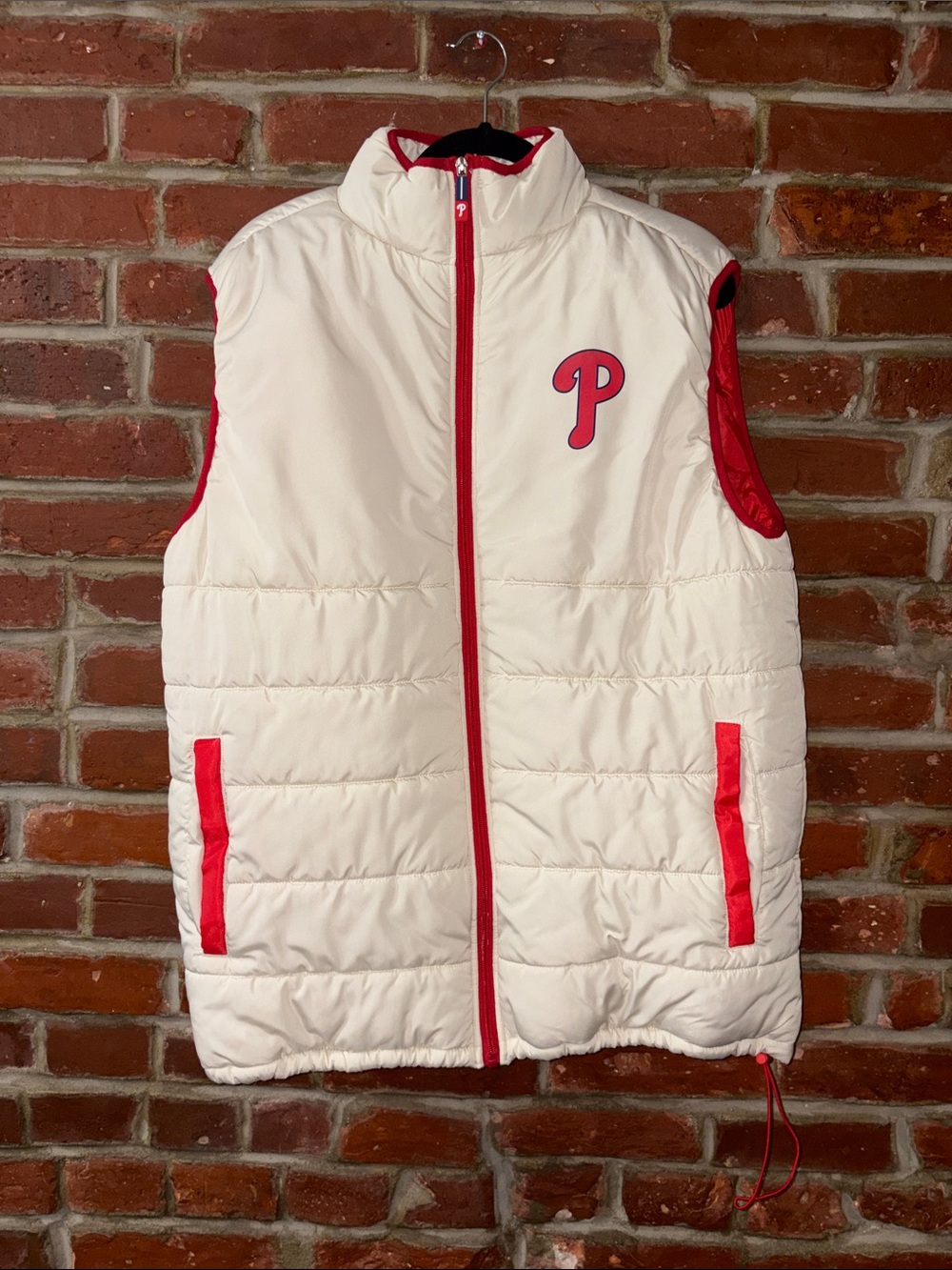 Phillies Baseball Cream & Red Puffer Vest